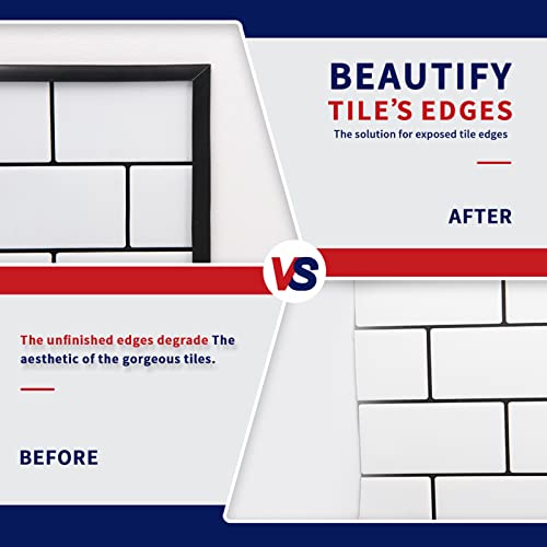 Art3dwallpanels 10 Ft Black Peel and Stick Trim for Backsplash Tile