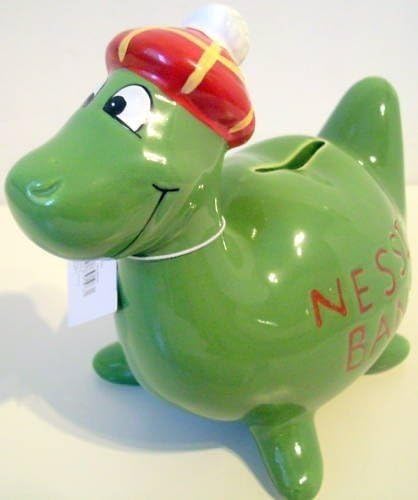 Scottish gift's - Souvenir Nessie Green Tartan Hat Money Box / Bank - uk gift's