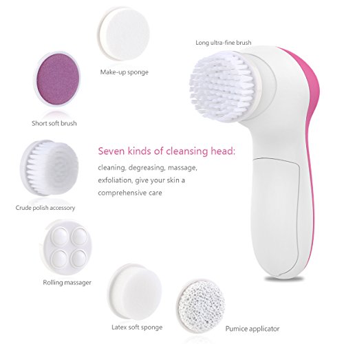 PIXNOR-P2016-Portable-7-in-1-Facial-and-Body-Ultra-Brush-for-Women-Men-Deeply-Cleaning-Skin-Natural-Anti-aging-Microdermabrasion-Cleanser-Tool-Set-Exfoliating-Dead-Skin-Cells-Stimulate-Collagen-Beauty