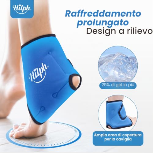 Hilph Reusable Ankle Ice Bag, Cold and Warm Therapy Bag for Ankle with Adjustable Strap - Reduces Pain, Swelling from Sprains, Stretches and Inflammations