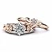 Haluoo Boho Jewelry, 2 in 1 Couple Rings Set Rose Flower Engagement Rings Round Brilliant Cut Cubic Zirconia Wedding Band Promise Rings Size 5/6/7/8/9/10/11 (8, Rose Gold)thumb 2