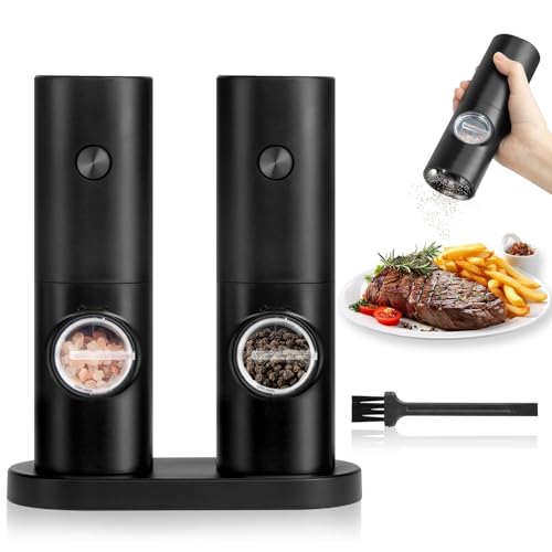 Moedor Elétrico de Sal e Pimenta, Conjunto com 2 Unidades, 70ml, Preto