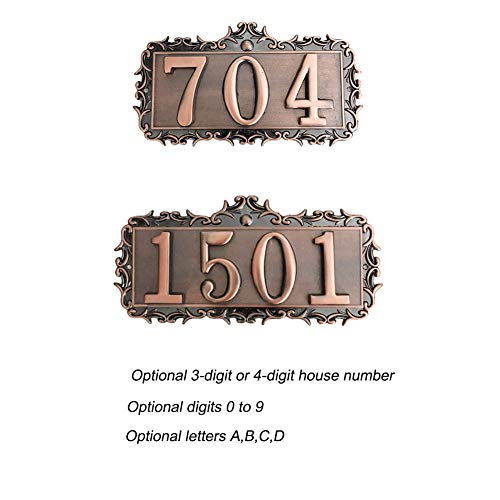 LONTG House Number Plaque Personalized Home Address Numbers Signs Customized Door Numbers Sign Plate Floating for Home Hotel Apartment Office Cast Metal Number Sign Plaque Bronze 2/3/4 Number - Thumbnail 3