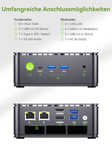 GMKtec G11 Mini PC AMD Ryzen Embedded R2514, 3 Year Support 4C/8T up to 3.7GHz (Beats 3500/N95/N150) 16G DDR4 512G PCIe 3.0 SSD, Dual 2.5G LAN/WiFi 6E/Triple 4K Display for Office/NAS/Soft Router