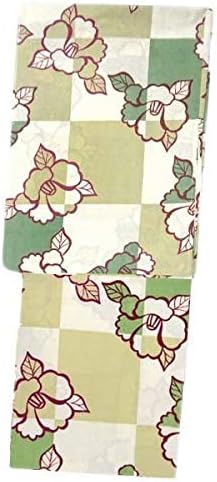 Amazon レディース 浴衣 Tlサイズ カーキベージュ グリーン 市松 椿 単品 レトロモダン トールサイズ 背の高い 高身長 ゆかた 浴衣 通販