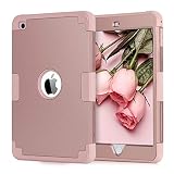 BENTOBEN Case for iPad Mini 4/ Mini 5, 3 in 1 Heavy Duty Hybrid Hard PC Soft Silicone Anti-Slip Rugged Full Body Shockproof Kids Drop Protective Cover for Mini iPad 4th/ 5th Generation 2019 Rose Gold