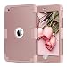 BENTOBEN Case for iPad Mini 4/ Mini 5, 3 in 1 Heavy Duty Hybrid Hard PC Soft Silicone Anti-Slip Rugged Full Body Shockproof Kids Drop Protective Cover for Mini iPad 4th/ 5th Generation 2019 Rose Gold