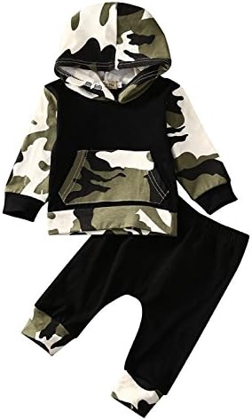 Infant Toddler Baby Boys Clothes Camouflage Hoodie Tops +Long Pants Outfits Set 0-3Y