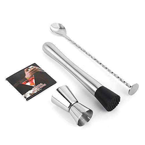 TNCO 25,4 cm Edelstahl-Stößel, Rührlöffel und Messbecher, 0,5/28,3 g, Cocktail-Shaker aus Edelstahl, 3-teiliges Set… – Bild 4