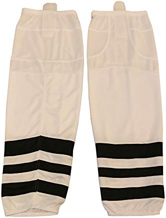 Mesh Dry-fit Hockey Socks Adult and Youth Sizes (White/Black, Large)