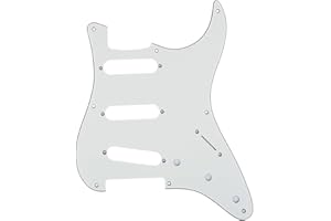 Musiclily Pro 8-Hole 50s 57 Vintage Style Strat SSS Guitar Pickguard for American Stratocaster, 3Ply Parchment