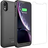 Alpatronix Battery Case for iPhone Xr, BXXr 5000mAh Qi Compatible Wireless Portable Power Bank and iPhone Xr Slim Charger, 50% Faster Charging Battery Pack, Original iPhone Lightning Chip - Black