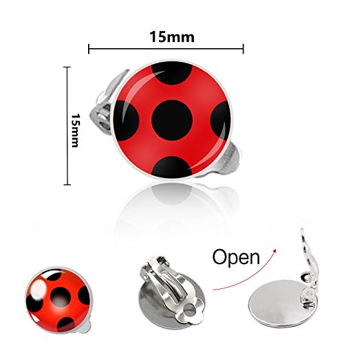 Earrings Black Spot Red Silver Bug Earrings