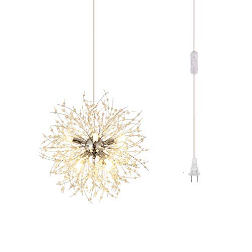 Dellemade DD00819 Plug in Sputnik Chandelier 8-Light Mid-Century Pendant Light,Silver