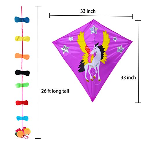 Zhuoyue Diamond Kite for Kids and Adults, Single Line Easy to Fly Beginner Kite with Long Tail,Funny and Ripstop Fabric Outdoor Toys - Thumbnail 4