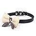 Mokingtop? Hot Cute Knit Bowknot Adjustable PU Leather Dog Puppy Pet Collars Necklace (Black)