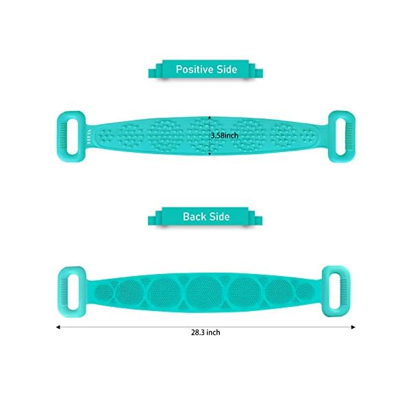 HEETA Soft Silicone Back Body Scrubber Exfoliating Shower Bathing Brush with Handle, Deep Clean SPA Massage Skin Care…