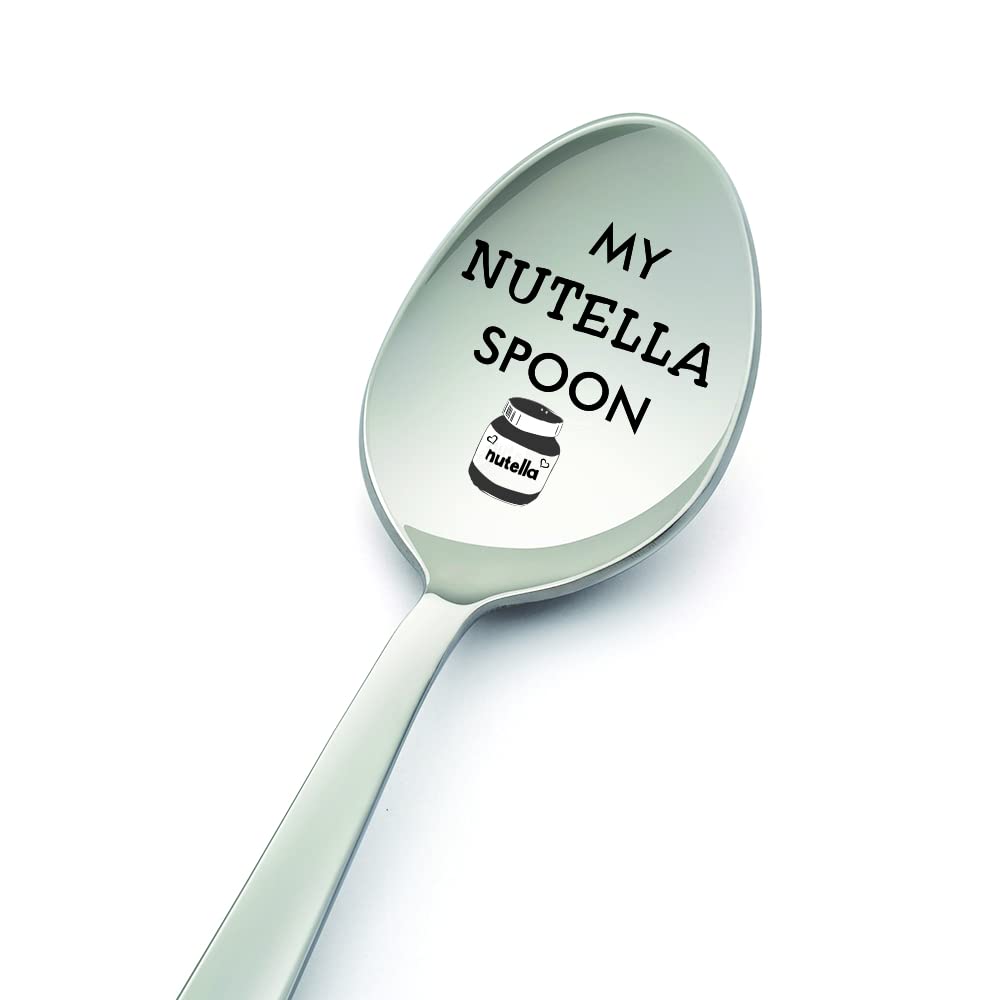 LYF Collection My Nutella Spoon-8 Inch Spoon Designed for Nutella Lover- Under £10- Presents for Him/Presents for Her-Perfect Present for a Sweet Tooth, Silver