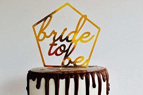 Bride To Be Gold Mirror Card Cake Topper Gold Mirror Cake Topper