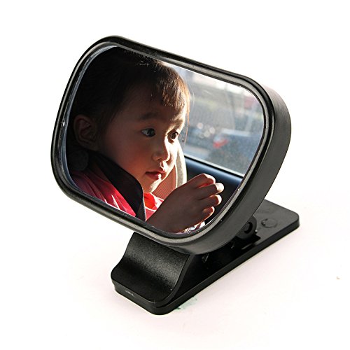 Baby Car Mirror - Rear View Baby Car Back Seat Mirror - Wide Convex Shatterproof Glass - Suction Cup on Windshield / Clip on Car Sun Visor