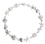 Sand Dollar Starfish Shell Sea Life Elegant Silver-tone Bracelet by Jewelry Nexus