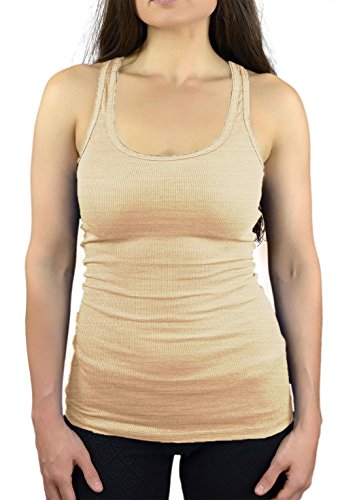 Belle Donne - Junior's Tank Top Skinny Racerback Rib Tanktop Regular Plus Size - Heather Beige/Medium