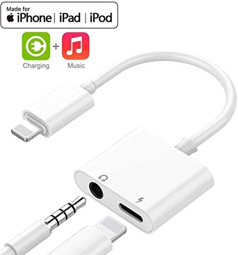 Headphone Jack Adapter for iPhone 8/8Plus Headphone Adapter for iPhone X/XS/8/8Plus/7/7Plus Converter Aux Adapter Accessories Cables & Audio Connector 2 in 1 Earphone Splitter Adaptor Support iOS 12