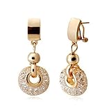BAMOER Filigree 18K Gold Plated Cubic Zirconia Round Halo Dangle Earrings