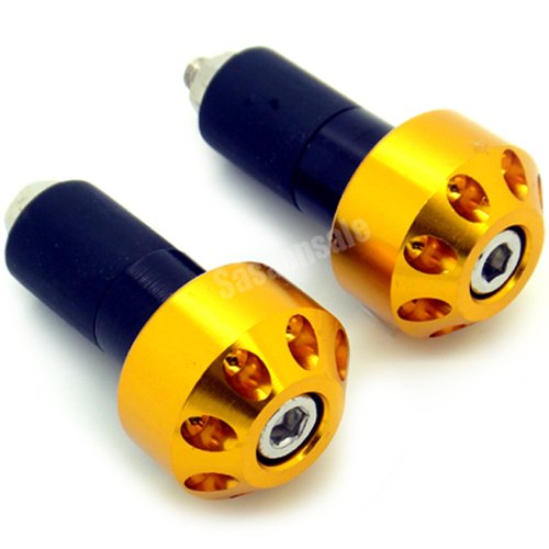 GTSpeed Universal Gold Motorcycle Bar Ends 7/8" Handlebar Grips Plugs - Fits Honda Kawasaki Suzuki Yamaha BMW KTM Ducati Triumph (READ Product description for Model & Year specification)