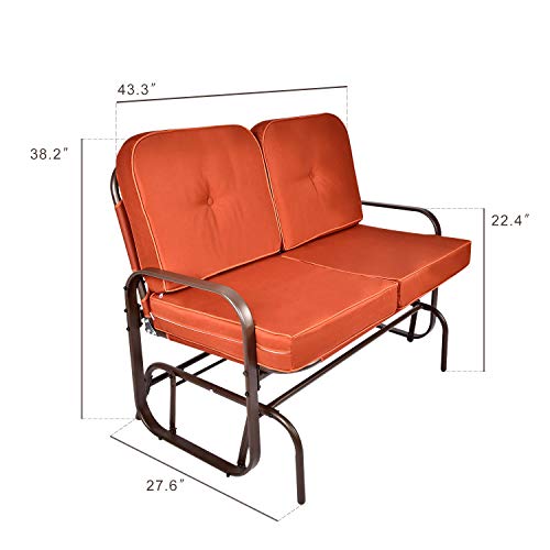 YU YUSING Patio Glider Loveseat with Cushion, Outdoor Swing Rocking Chair Garden Seating for 2 Persons - Thumbnail 4