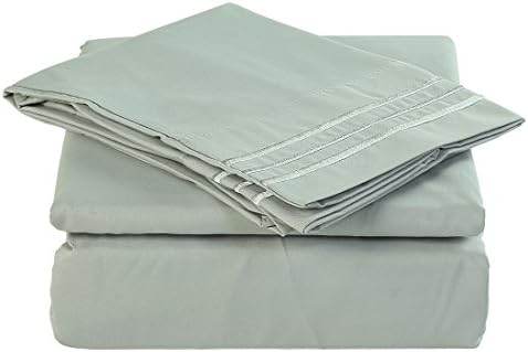 Bed Sheet Set - Microfiber Bedding Deep Pockets sheets 4 pc by Maevis (Grey,Full )