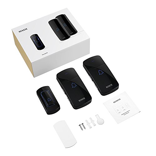 Wireless Doorbell Kit, NOVETE Waterproof Door Chime Kit Operating at Over 1300 Feet, Door Bell with Two Plug-in Receivers, LED Indicators, 52 Melodies, Memory Function, Easy Set Up for Home and Office