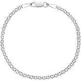 Savlano 925 Sterling Silver 2MM Bismark Chain Mesh Link Anklet for Women Comes in 9"-10" inches with Gift Box - Made in Italy