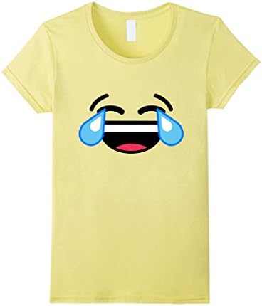 Womens Laughing Crying Tears Of Joy Emoji T Shirt Costume Large Lemon