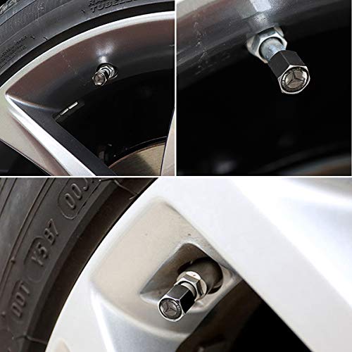 ORFORD Car Wheel Tire Valve Caps, Valve Stem Air Caps Keychain Combo Set Styling for Mercedes Benz, Sliver - Thumbnail 2