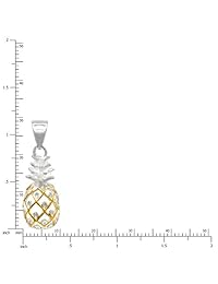Plata de ley con 14 K Gold Plated recortar Piña Collar Colgante con 18" Caja Cadena