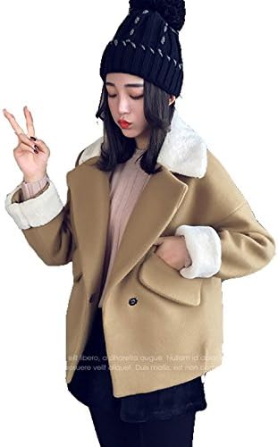 Amazon ノーブランド品 ショートコート アウター ジャケット レディース バイカラー カジュアル 綿 シンプル 秋冬 S キャメル コート ジャケット 通販