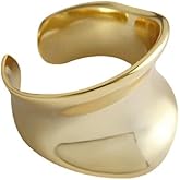 Kysin Chiys Dainty 14k Gold Plated Wide Band Open Ring for Women Trendy Statement Chunky Thumb Knuckle Ring