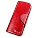 Yafeige Large Luxury Women's RFID Blocking Tri-fold Leather Wallet Zipper Ladies Clutch Purse(1-Waxed Red)
