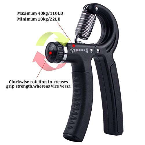 Taisk Grip Strength, Hand Exerciser Grip Strengthener Adjustable Resistance Grip Strength Trainer 22-88 Lbs (10-40Kg) -Hand Squeezer Exerciser | Hand Grip Exercises (Black)