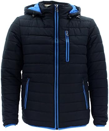 Spire By Harvic - Men`s Bubble Bomber Contrast Trim Jacket - Black/Royal