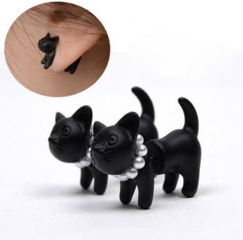 Ransopakul 1Pair 3D Lovely Women Girls Pearl Kitty Cat Ear Stud Earrings Set Party Jewelry