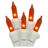 LiteSource 32301 - 20 Light White Wire Amber Miniature Christmas Light String Set with 3