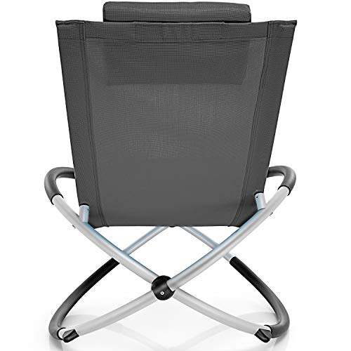 tillvex Relaxliege Gartenliege faltbar | Liegestuhl wetterfest | Schwungliege 180 kg Belastung | Gartenstuhl atmungsaktiv (Anthrazit) – Bild 5