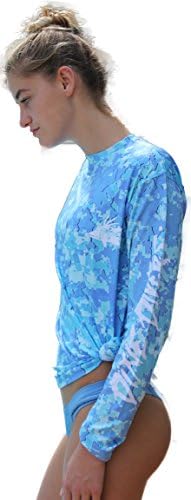 DXDiver Longsleeve Wicking CAMO Blue Shirt with Hogfish Logo Scuba Diving Boat Travel Accessories Freediving Trip (Small)