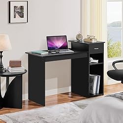 Topeakmart Small White Computer Desk with Drawers