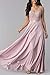Lace Prom Dresses Long V Neck Chiffon A-line Bridesmaid Dress Formal Gown for Women Purple 16