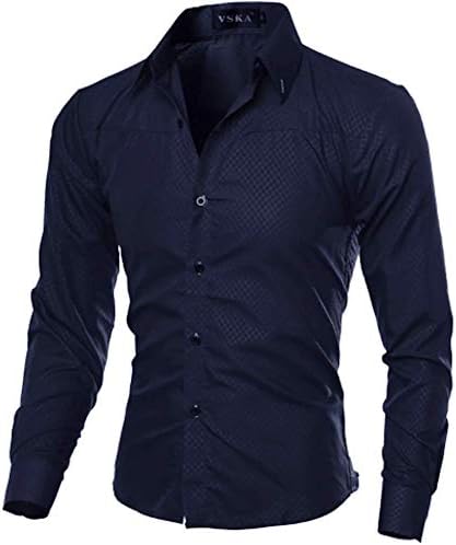 AiK Men's Slim Regular Fit Long Sleeves Casual Button Down Dress Shirts/Designer/Cotton/
