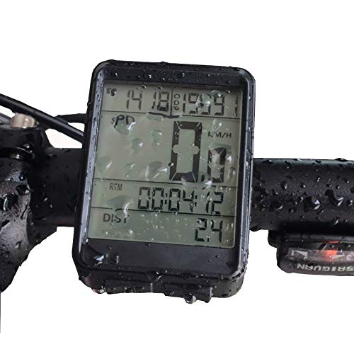 DEALPEAK Wired/Wireless Bicycle Bike Speedometer Odometer Multi Functional Cycle Bike Computer with Waterproof Backlight Display Speed Tracking for Riding Cycling (Wired Type)