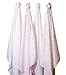 SwaddleDesigns Cotton Muslin Swaddle Blankets, Set of 4, Receiving Blankets for Baby Boys & Girls, Best Shower Gift, 46x46 inches, Pastel Pink Butterflies and Posies